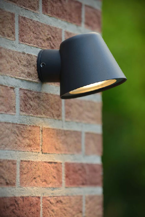 Lucide DINGO-LED - Outdoor Wall Lamp - LED Dim. - GU10 - 1x5W 3000K - IP44 - Anthrasite